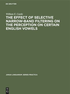 Front cover_The Effect of Selective Narrow-Band Filtering on the Perception on Certain English Vowels
