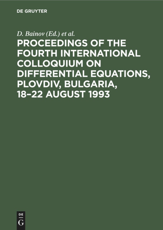 Front cover_Proceedings of the Fourth International Colloquium on Differential Equations, Plovdiv, Bulgaria, 18–22 August 1993