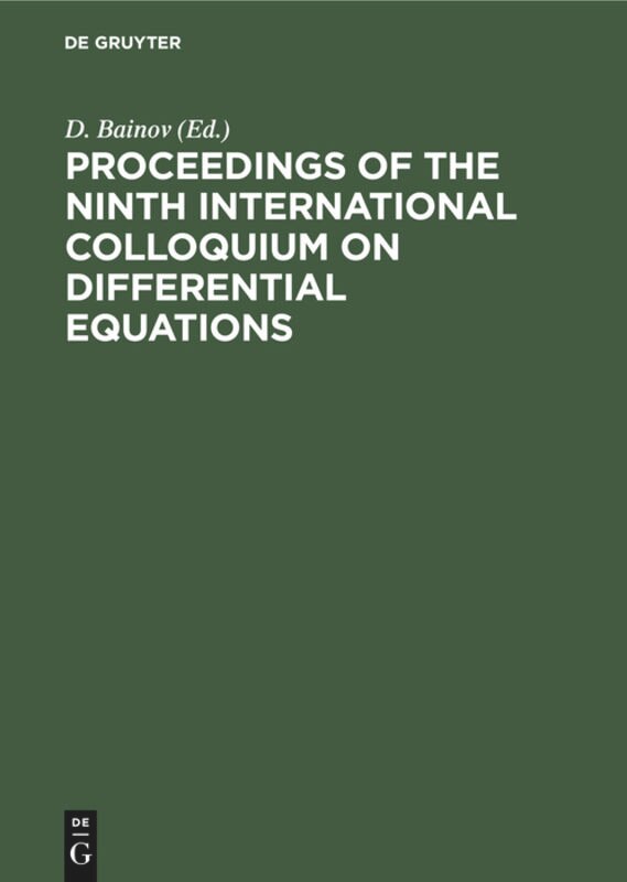 Couverture_Proceedings of the Ninth International Colloquium on Differential Equations