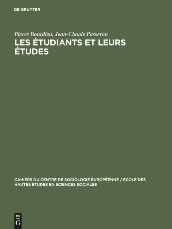 Front cover_Les étudiants et leurs études
