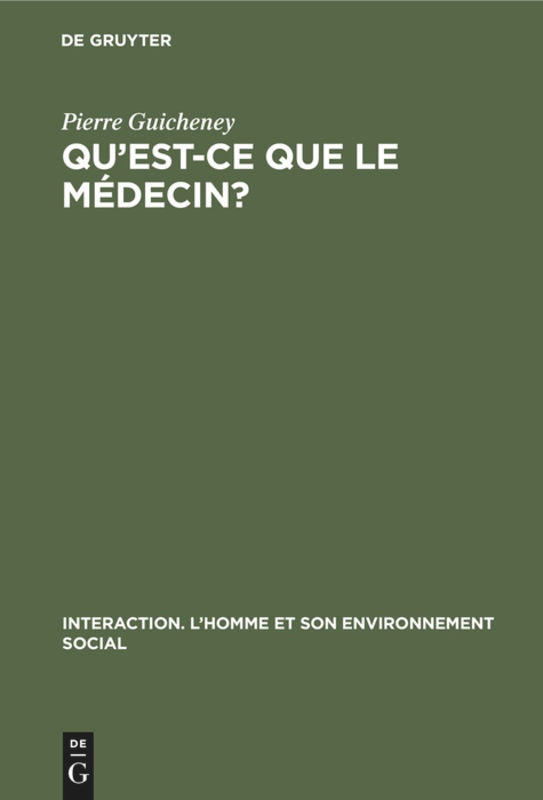 Front cover_Qu'est-ce que le médecin?