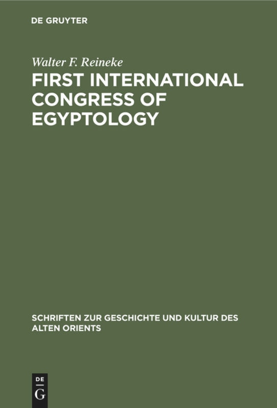 Front cover_First International Congress of Egyptology