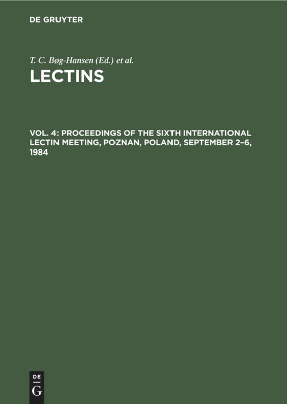 Couverture_Proceedings of the Sixth International Lectin Meeting, Poznan, Poland, September 2–6, 1984