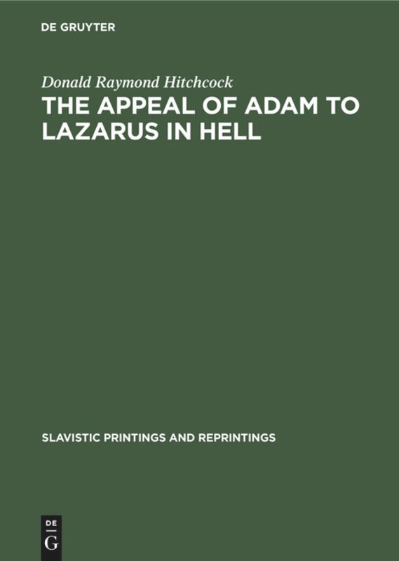 Front cover_The Appeal of Adam to Lazarus in Hell