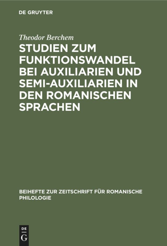 Couverture_Studien zum Funktionswandel bei Auxiliarien und Semi-Auxiliarien in den romanischen Sprachen