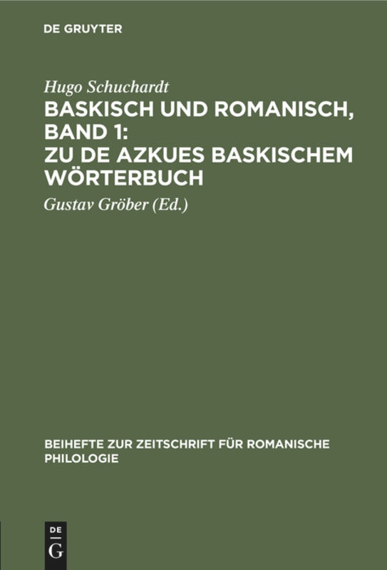 Front cover_Baskisch und Romanisch, Band 1: Zu de Azkues Baskischem Wörterbuch