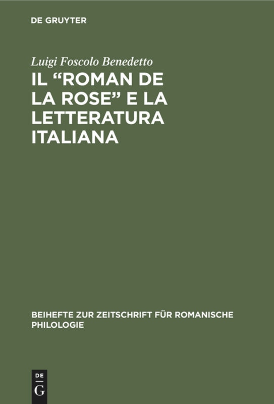 Front cover_Il “Roman de la rose” e la letteratura italiana