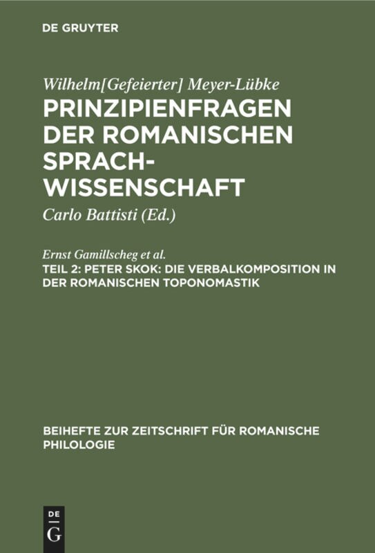 Front cover_Peter Skok: Die Verbalkomposition in der romanischen Toponomastik