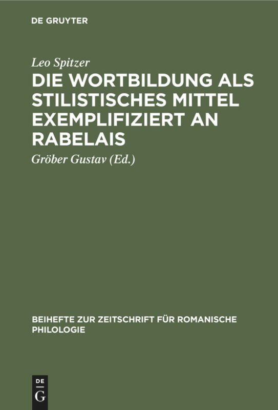 Front cover_Die Wortbildung als stilistisches Mittel exemplifiziert an Rabelais