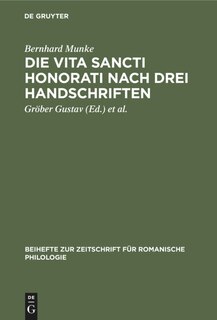 Front cover_Die Vita Sancti Honorati nach drei Handschriften