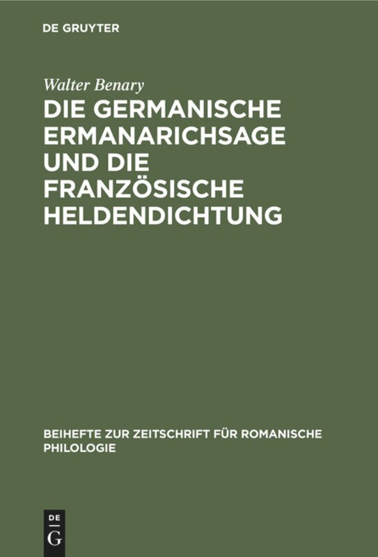 Couverture_Die germanische Ermanarichsage und die französische Heldendichtung