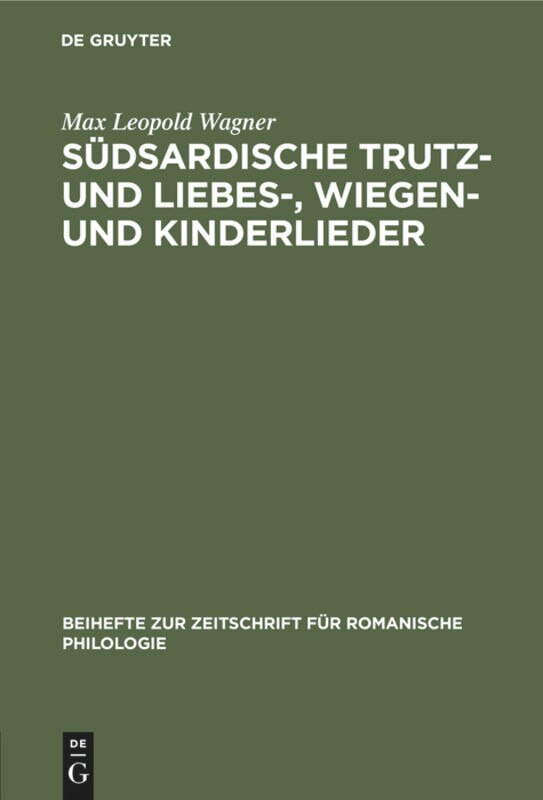 Front cover_Südsardische Trutz- und Liebes-, Wiegen- und Kinderlieder