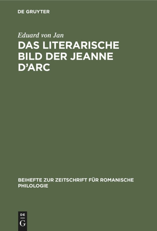 Front cover_Das literarische Bild der Jeanne d’Arc