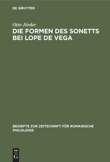 Front cover_Die Formen des Sonetts bei Lope de Vega