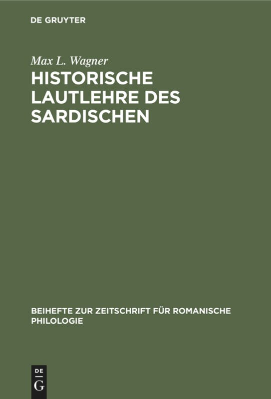 Front cover_Historische Lautlehre des Sardischen