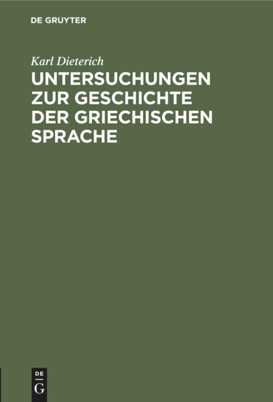 Front cover_Untersuchungen zur Geschichte der griechischen Sprache