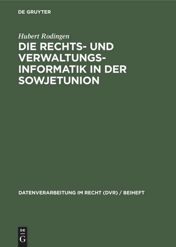 Couverture_Die Rechts- und Verwaltungsinformatik in der Sowjetunion