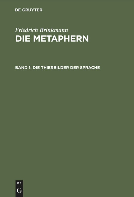 Front cover_Die Thierbilder der Sprache