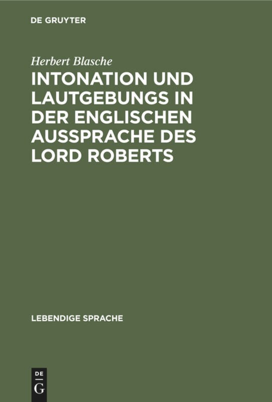 Couverture_Intonation und Lautgebungs in der englischen Aussprache des Lord Roberts