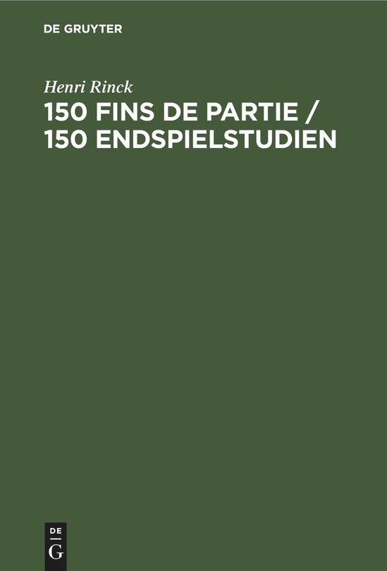 Couverture_150 Fins de partie / 150 Endspielstudien