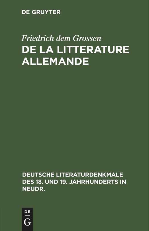 De la litterature allemande