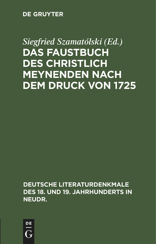 Front cover_Das Faustbuch des Christlich Meynenden nach dem Druck von 1725