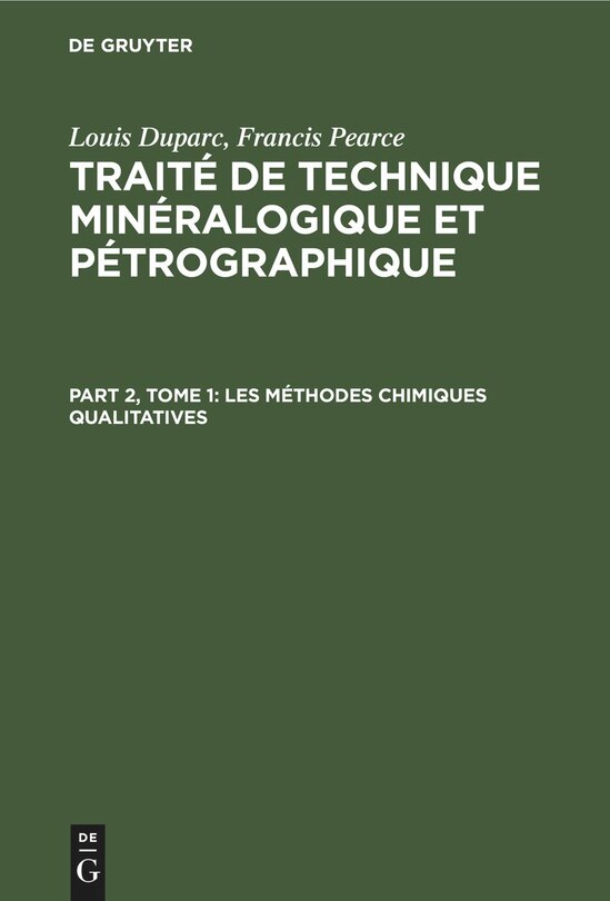 Front cover_Les méthodes chimiques qualitatives