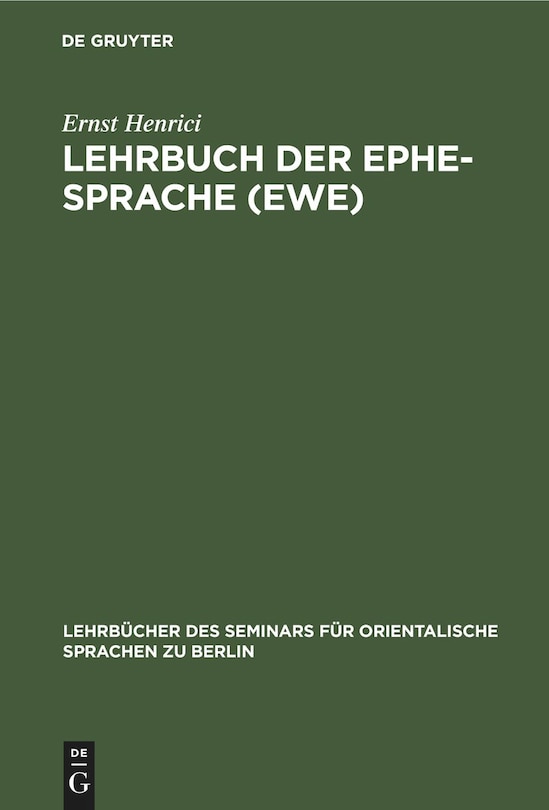 Front cover_Lehrbuch der Ephe-Sprache (Ewe)