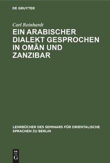 Front cover_Ein Arabischer Dialekt gesprochen in Omān und Zanzibar