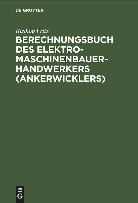 Couverture_Berechnungsbuch des Elektromaschinenbauer-Handwerkers (Ankerwicklers)