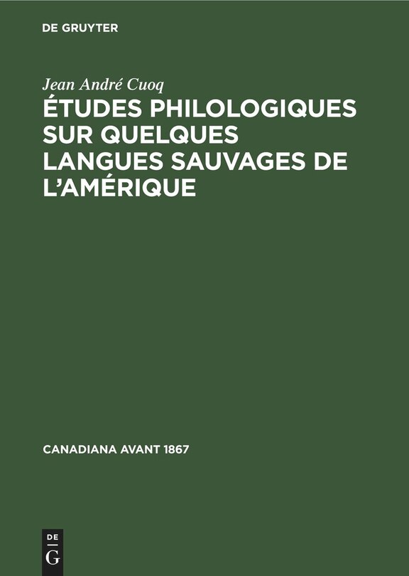 Front cover_Études philologiques sur quelques langues sauvages de l’Amérique