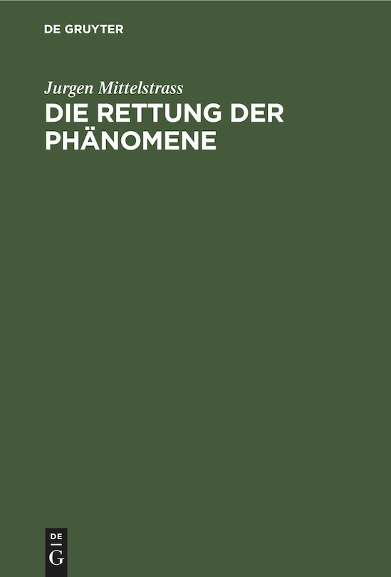 Die Rettung der Phänomene