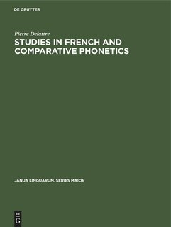 Front cover_Studies in French and Comparative Phonetics