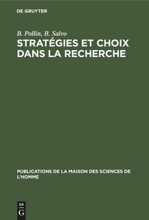 Front cover_Stratégies et choix dans la recherche