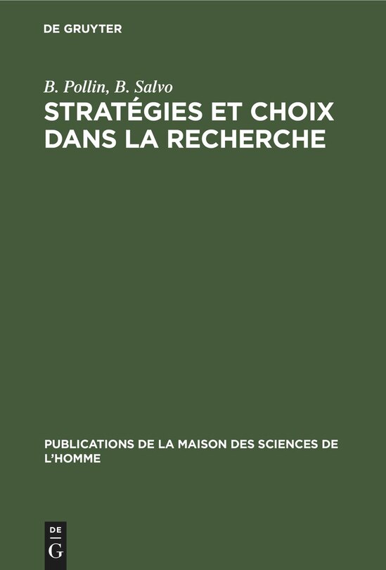Front cover_Stratégies et choix dans la recherche
