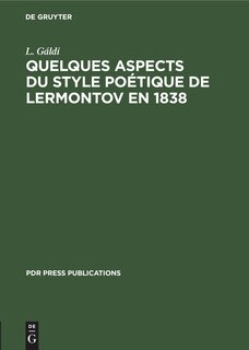 Front cover_Quelques aspects du style poétique de Lermontov en 1838