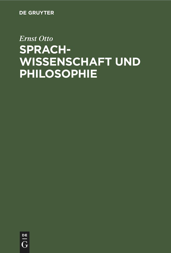 Front cover_Sprachwissenschaft und Philosophie