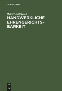 Front cover_Handwerkliche Ehrengerichtsbarkeit