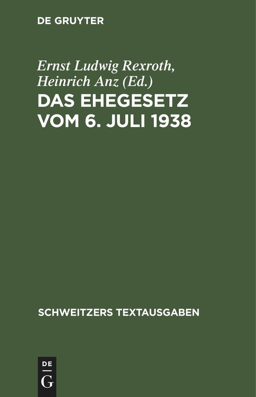 Couverture_Das Ehegesetz vom 6. Juli 1938