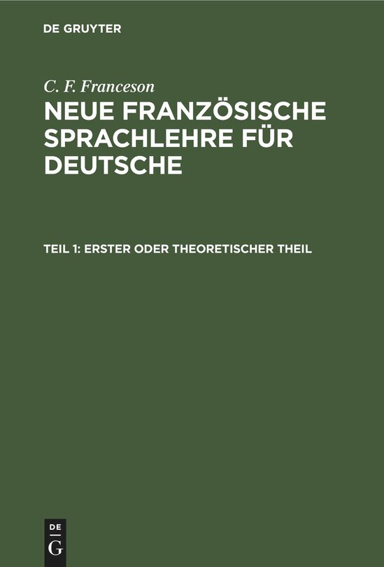 Couverture_Erster oder theoretischer Theil