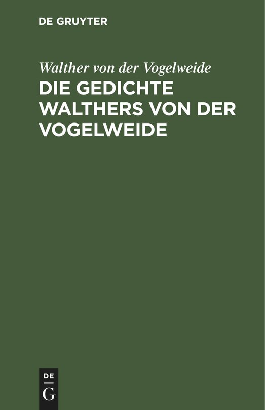 Front cover_Die Gedichte Walthers von der Vogelweide