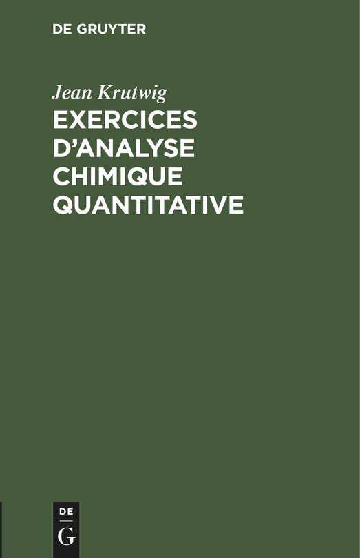 Front cover_Exercices d’analyse chimique quantitative