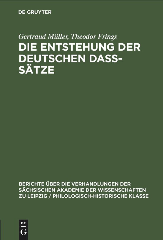 Front cover_Die Entstehung der deutschen daß-Sätze