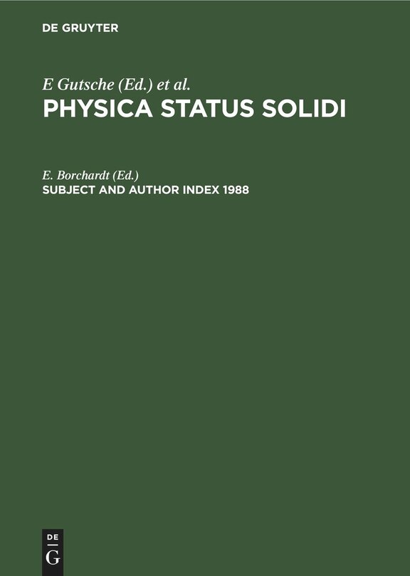 Front cover_Subject and Author Index 1988