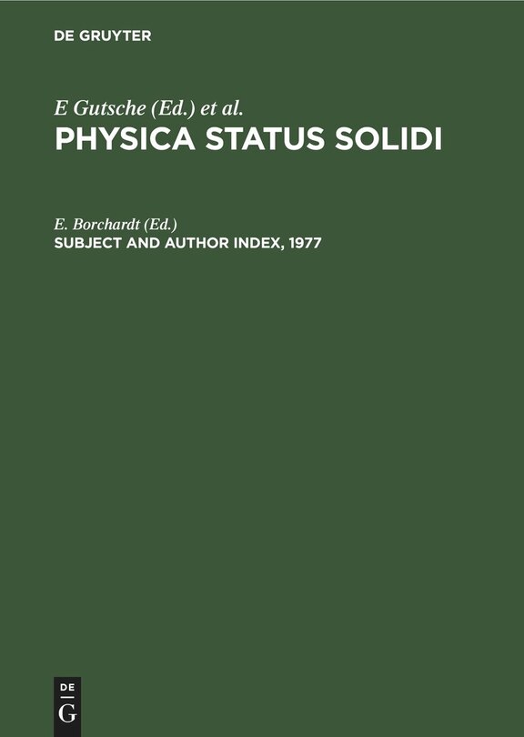 Front cover_Subject and Author Index, 1977