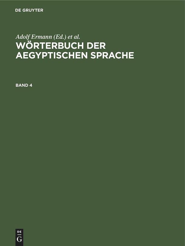 Front cover_Wörterbuch der aegyptischen Sprache. Band 4