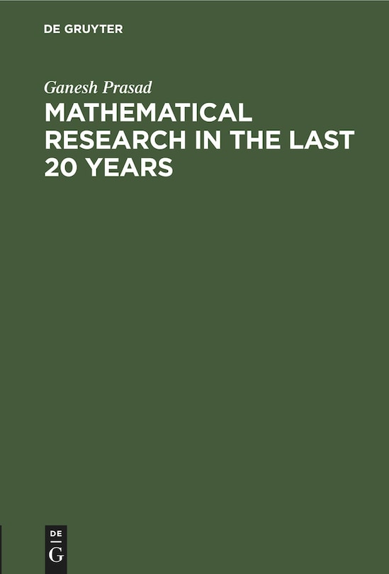 Couverture_Mathematical Research in the last 20 years