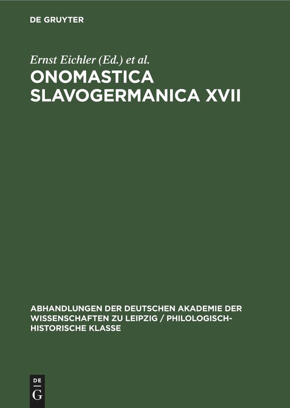 Front cover_Onomastica Slavogermanica XVII