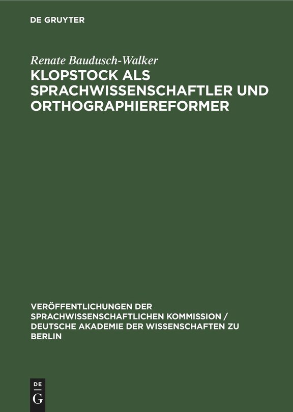 Front cover_Klopstock als Sprachwissenschaftler und Orthographiereformer