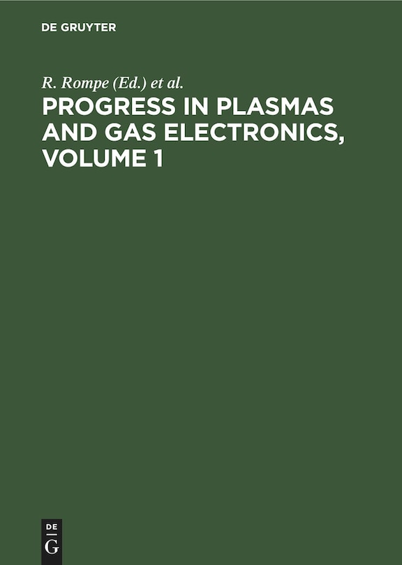 Couverture_Progress in Plasmas and Gas Electronics, Volume 1